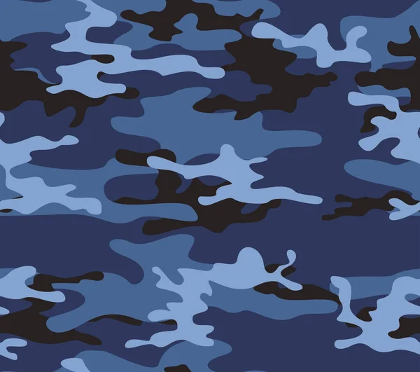 Camuflaje Vector Fondo Sin Costura Azul Patrón Clásico — Vector de stock