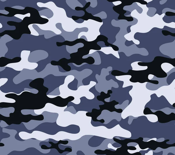 Camouflage Vettore Blu Sfondo Senza Cuciture Modello Classico — Vettoriale Stock