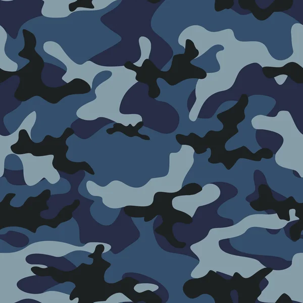 Camuflagem Azul Vetorial Fundo Militar Sem Costura Textura Exército Padrão — Vetor de Stock