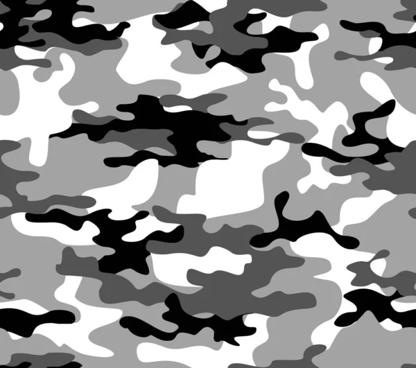 迷彩軍グレーベクトルシームレスパターン 印刷服のための軍事テクスチャ ファブリック — ストックベクタ