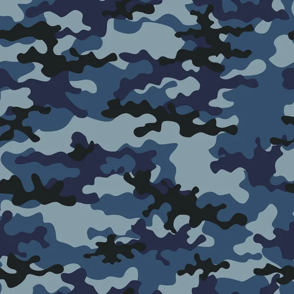 Patrón Sin Costura Vector Azul Camuflaje Textura Militar Para Imprimir — Vector de stock