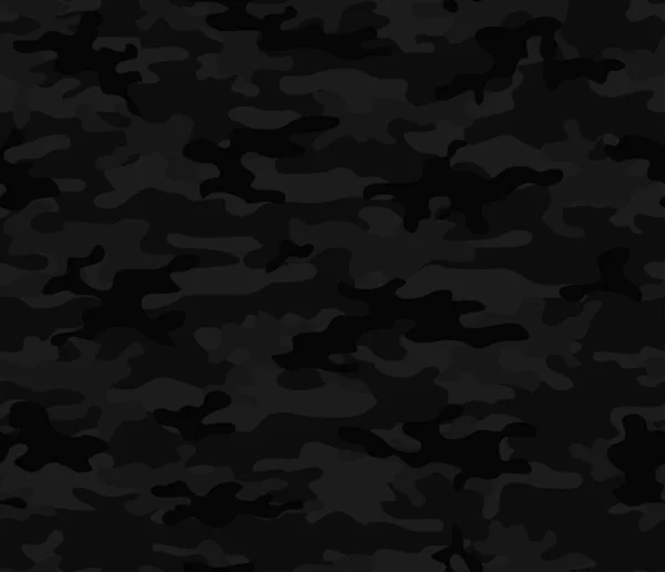 Kamouflage Svart Vektor Sömlös Trendig Mönster Militär Struktur För Utskrift — Stock vektor