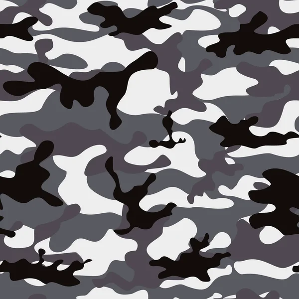 Camouflage Grauer Vektor Hintergrund Nahtlos Trendige Muster Militärische Textur Auf — Stockvektor