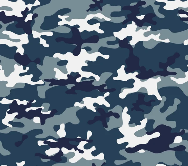 Camouflage Blau Nahtlose Vektormuster Moderner Hintergrund Trendige Armee Textur — Stockvektor