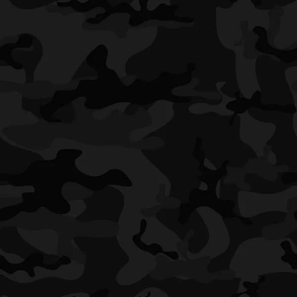 Camuflaje Vector Negro Patrón Sin Costuras Impresión Adorno — Vector de stock