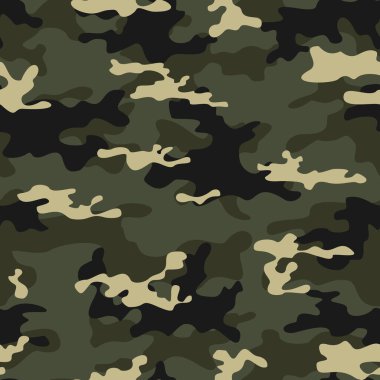 Kamuflaj vektörü kusursuz arkaplan, yeşil desen, baskı giysileri için orman dokusu, kumaş.