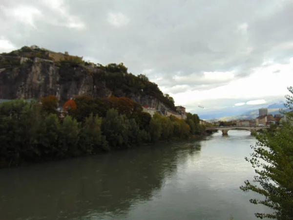 Uitzicht Stad Grenoble Kade Van Isere — Stockfoto