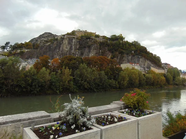 Vista Sulla Città Grenoble Banchina Dell Isere — Foto Stock