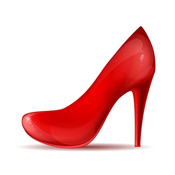 Vector red high heel women shoe isolated on white background. Ve