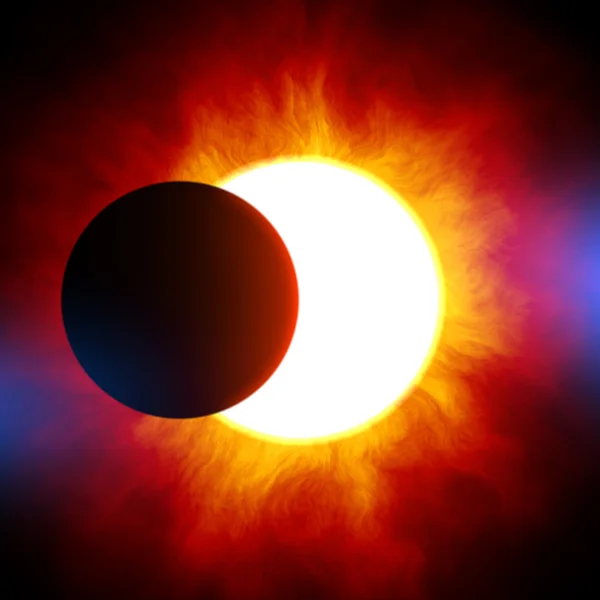 Solar eclipse. Planet against the background star. One planet cl — Stock Photo, Image