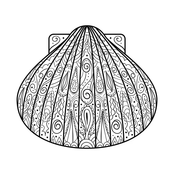 Beyaz arka plan üzerinde izole deniz kabuğu. Scaloop. Elle çizilmiş.