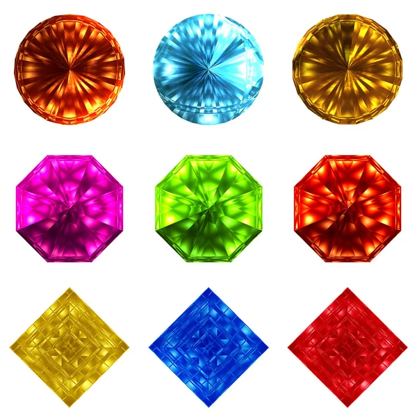 Renkli taşlar kümesi. Mücevher taşları beyaz bir arka plan üzerine. Multicolo