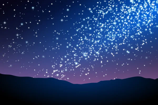 Vía Láctea. Noche de desierto. Hermoso cielo nocturno con estrellas. Buenas noches. — Vector de stock