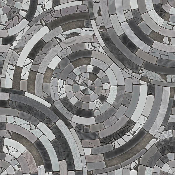 Cobble circular mosaic. Seamless texture of paving stones. Patte — Stock Photo, Image