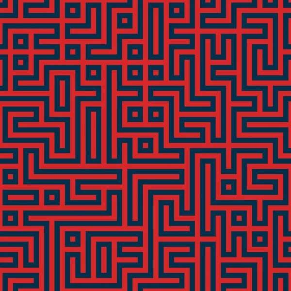 Fond Labyrinthe Rouge Noir Sans Couture Modèle Géométrique Vectoriel — Image vectorielle