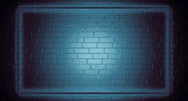 レンガの壁に長方形のフレーム テンプレートフレームの記号 モノクロームの色 暗いレンガの壁の背景 3Dイラスト — ストック写真