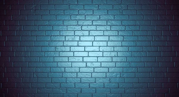 Tmavá Cihlová Zeď Modré Světlo Tmavé Pozadí Grunge Backkdrop Noční — Stock fotografie