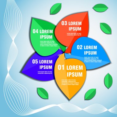 Bir mavi zemin üzerine bir çiçeğin taçyapraklarını Infographic 