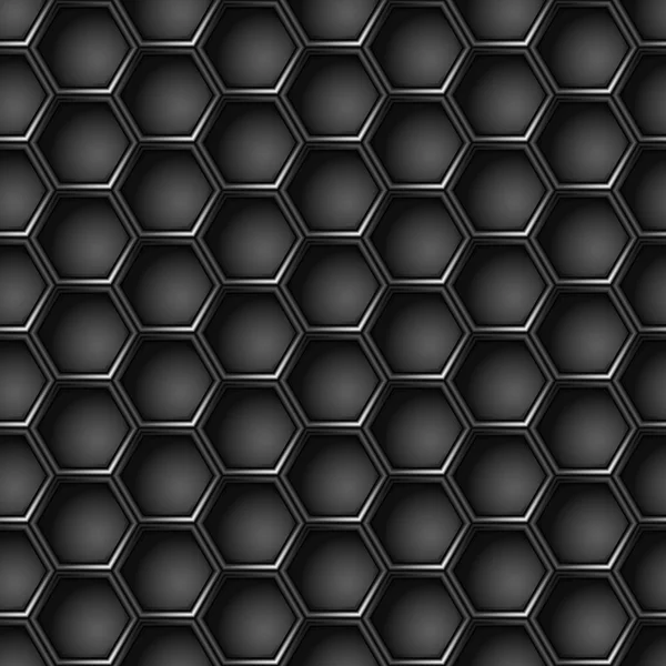 Seamless geometric pattern of hexagons. Metal background.