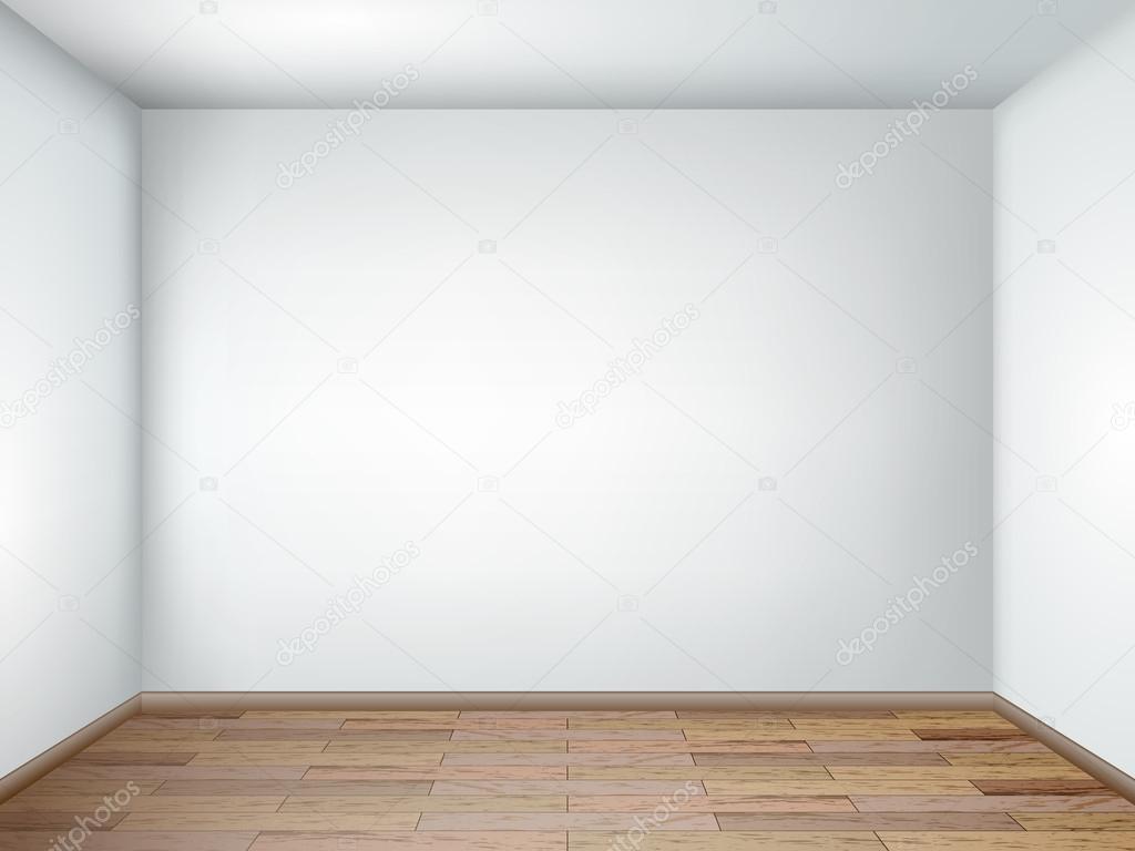 Interior with empty room with white walls and wooden floor. Vect