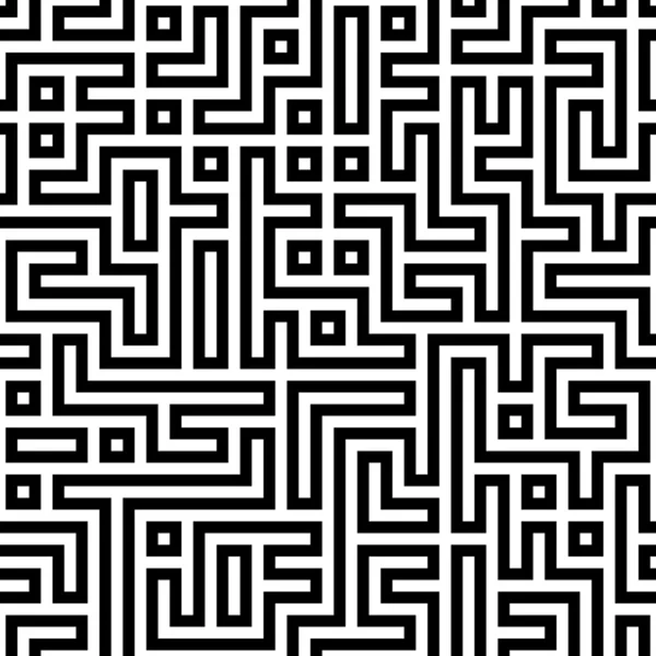 Labyrinthe noir et blanc sans couture ou motif abstrait. Rétro-gr vectoriel — Image vectorielle