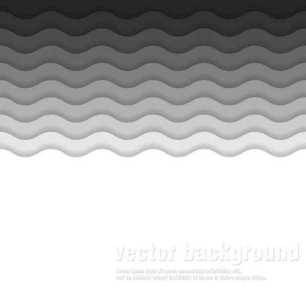 Black and white wavy background. Flat vector design. — Stock Vector