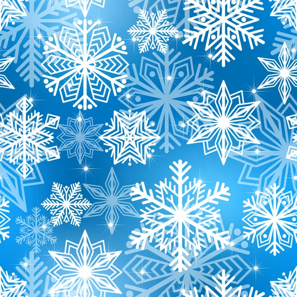 Бесшовный зимний узор со снежинками. Векторная иллюстрация — стоковый вектор