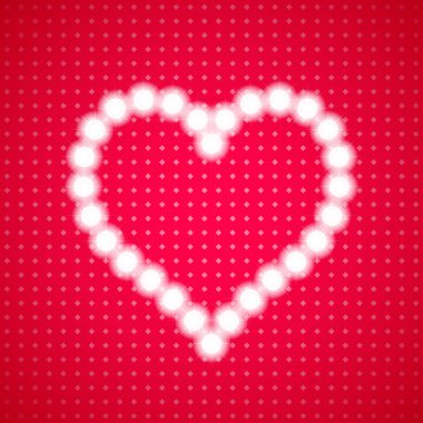 Sevgililer günü kartı. Kalp pembe bir arka plan üzerinde lambaların. Ve