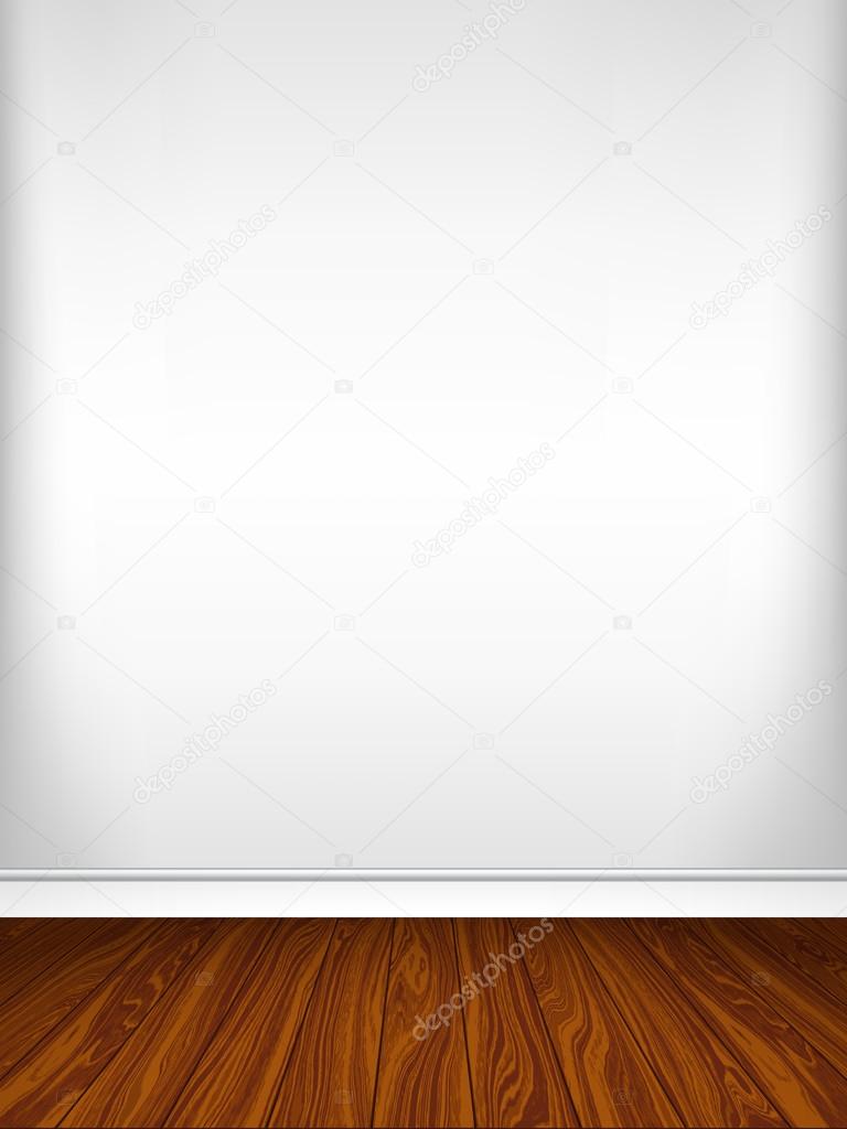 Empty white wall and parquet. Interior empty room. Vector illust