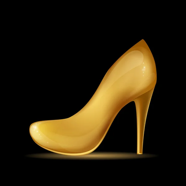 Векторная золотая женская обувь на черном фоне. Векторные иллюзии — стоковый вектор