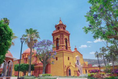 church of the bernal in santiago de quertaro mexico magical town tourist place clipart