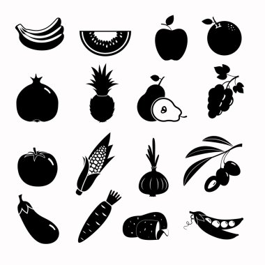 Vektör yiyecek siyah Icon set