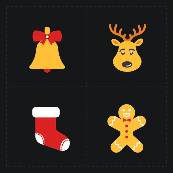 Christmas flat golden icons — Stock Vector