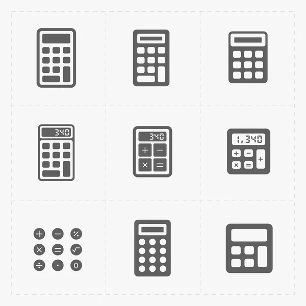 Conjunto de iconos de calculadora negra vectorial — Vector de stock