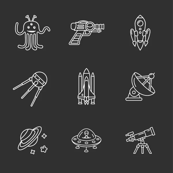 Nueve iconos de espacio con estilo — Archivo Imágenes Vectoriales