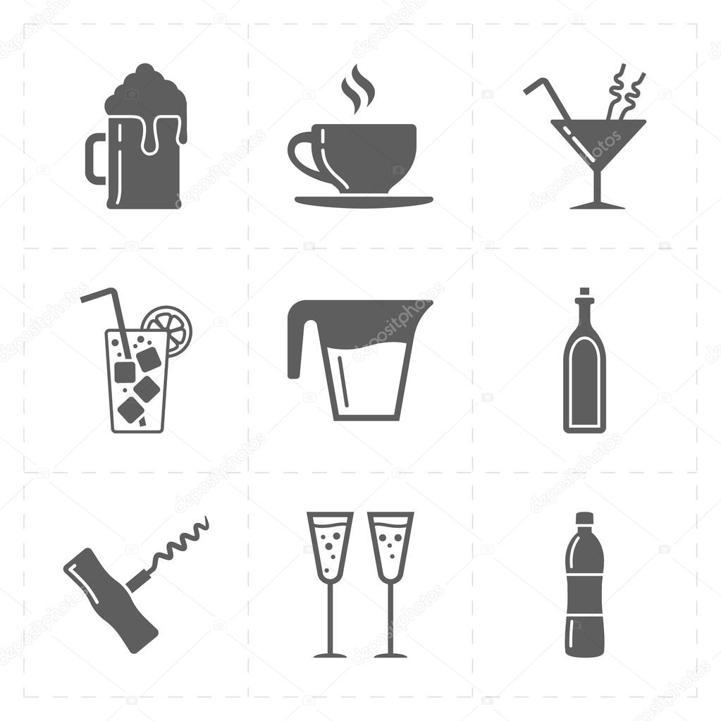 nine modern flat bar icons