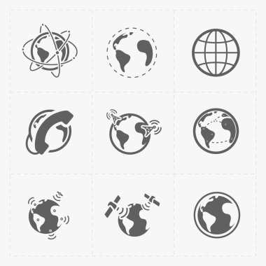 beyaz zemin üzerine toprak vector Icons set.