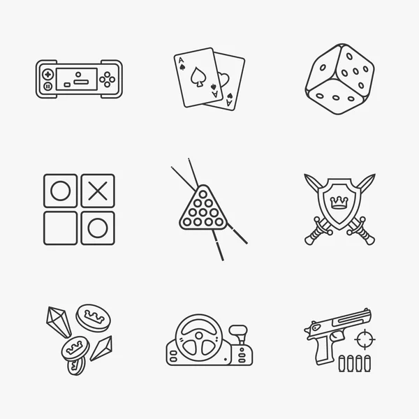 Nueve iconos de juego plano — Vector de stock