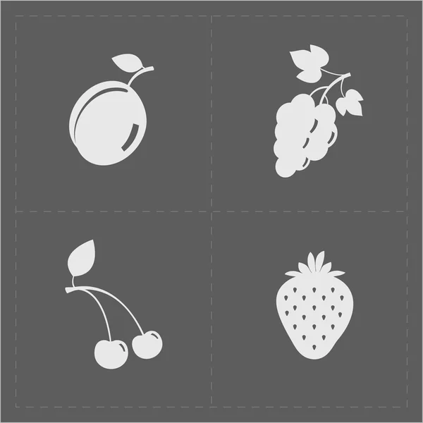 灰色の背景の白いフルーツ アイコン セット — ストックベクタ