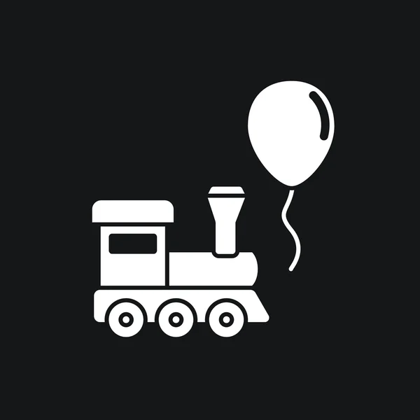Train and balloon toy flat icon — Stock Vector
