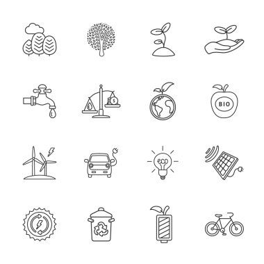 on altı düz Eko simgeler 