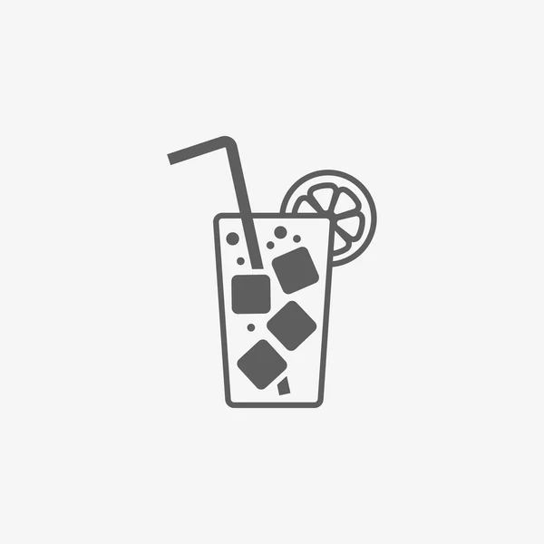 Cocktail platte pictogram met lange stro — Stockvector