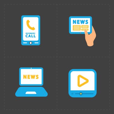 Koyu arka plan üzerinde vektör Medya Icons set