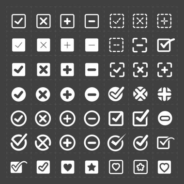 Vektör beyaz onaylamak Icons set