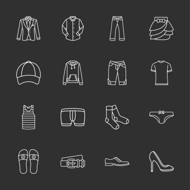 on altı modern giysiler simgeler