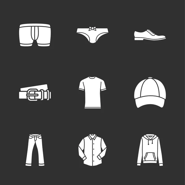 Sembilan ikon pakaian modern - Stok Vektor
