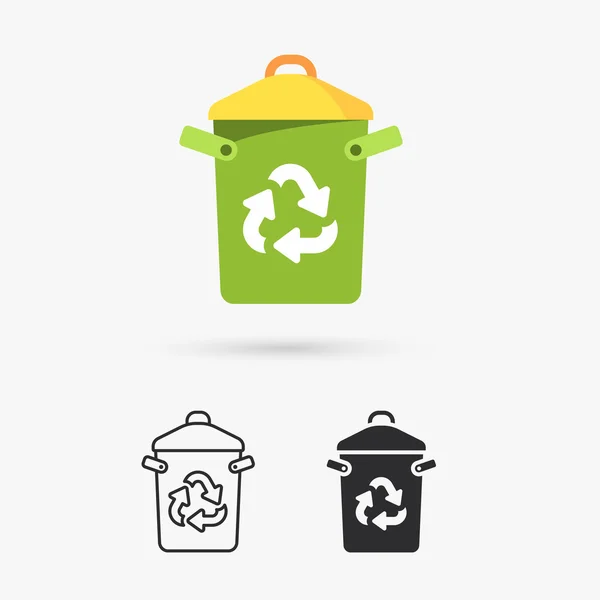 Papelera de reciclaje con signo de reciclaje — Vector de stock