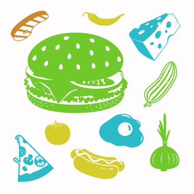 Vektör yiyecek siyah Icon set 