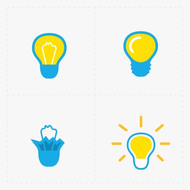 Renkli Işık Ampüller. Ampul Icon set.