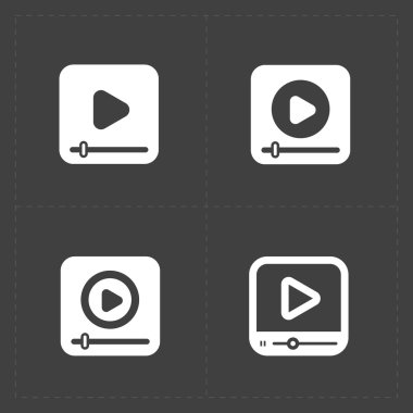 Modern düz video oynatıcı simgeler vektör. 